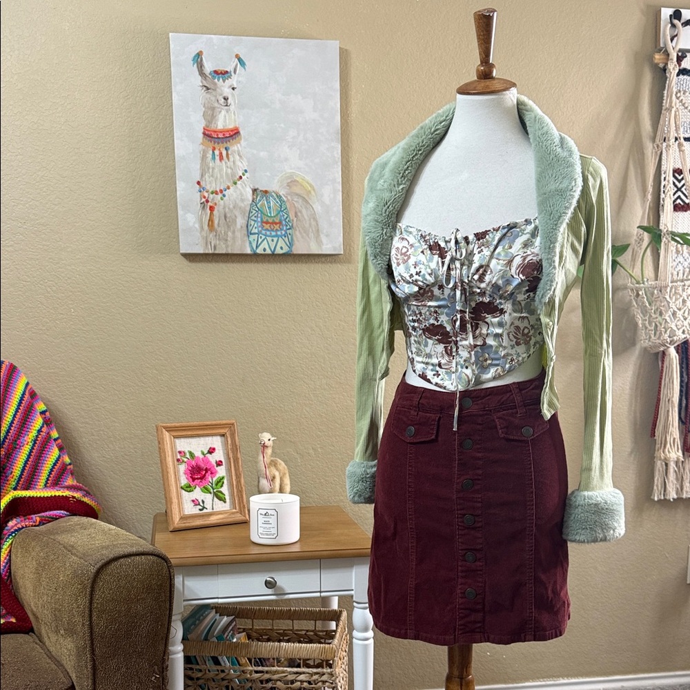 Burgundy Corduroy Skirt